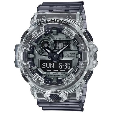 【CASIO】G-SHOCK創新突破半透明金屬感搶眼視覺休閒錶-黑(GA-700SK-1A)