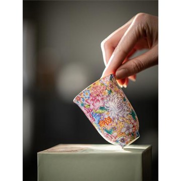 創意陶瓷琺瑯彩主人杯單杯茶杯高檔女士個人專用品茗杯功夫茶具