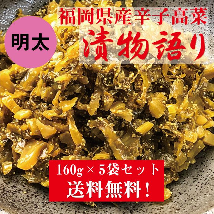 送料無料！イヌイの福岡県産辛子高菜「漬物語り」明太5袋セット 160g×5袋セット