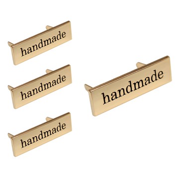 毛線國度 手工長方形金屬標籤修補配件  4個  金色
