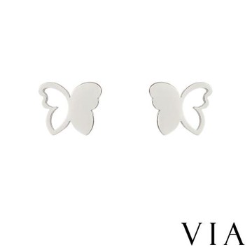 【VIA】昆蟲系列 縷空意象蝴蝶造型白鋼耳釘 造型耳釘 鋼色