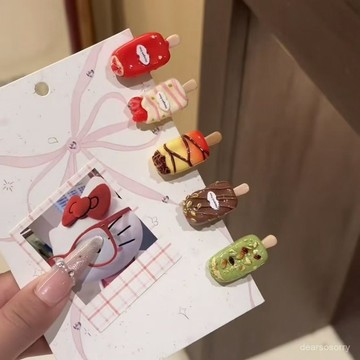 臺灣出貨⚡可愛迷你冰淇淋髮夾創意搞怪雪糕碎髮劉海夾卡通ins風高顔值髮卡 PBGV