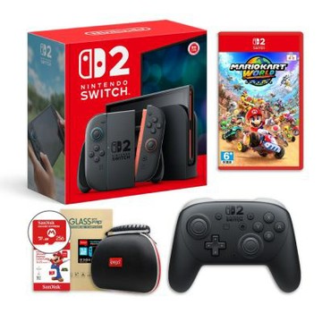 任天堂 Switch 2 主機+NS2賽車世界+保護貼+256G記憶卡+NS2 PRO手把+手把收納包
