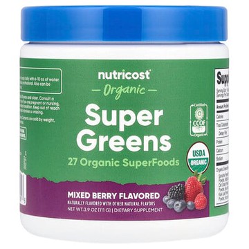 Nutricost, 有機 Super Greens，混合漿果，3.9 盎司（111 克）