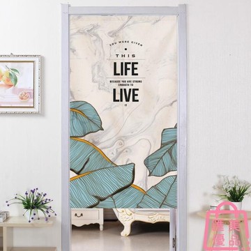 中式門簾布藝隔斷簾子裝飾掛簾臥室衛生間免打孔半簾【林之舍】