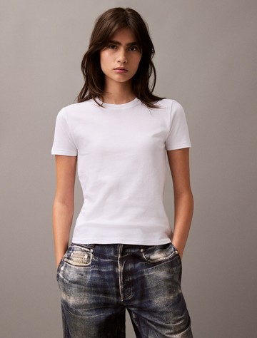 Calvin Klein 精緻棉質平紋修身 T 裇
