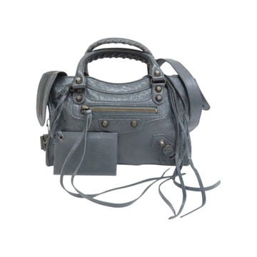 Balenciaga 巴黎世家 藍灰色 羊皮 Le City Mini Bag 兩用包 300295 【二手名牌BRAND OFF】