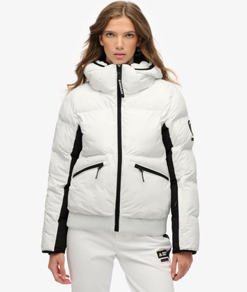 Superdry Women's Hooded Ski Bomber Jacket White Size: 4
