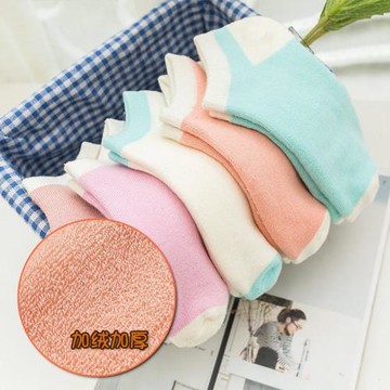 加絨襪子女短款加厚短襪秋冬款船襪冬天保暖韓國毛圈淺口純棉低幫