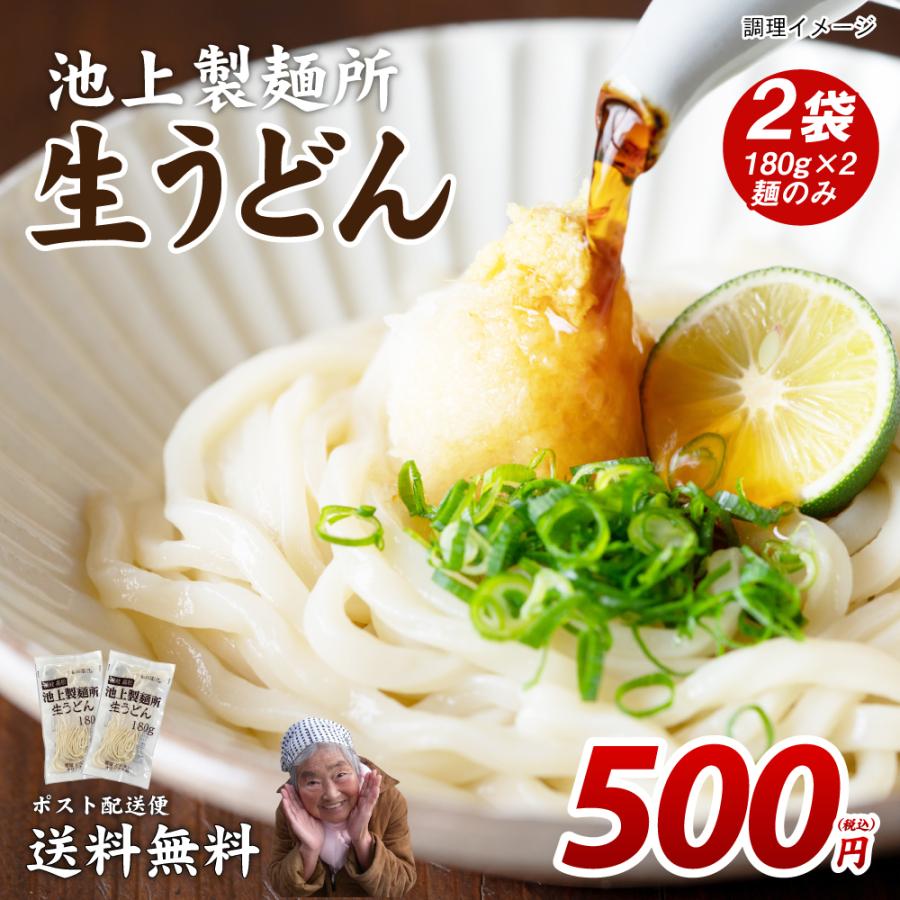 送料無料 池上製麺所 讃岐生うどん 180g×2袋 得トクセール 食品 ポイント消化 お試し うどん 取り寄せ ご当地グルメ