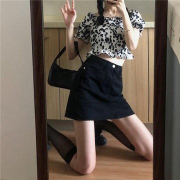 【T-2】🖤2026夏季新款復古簡約高腰牛仔半身裙女學生顯瘦百搭包臀A字裙潮