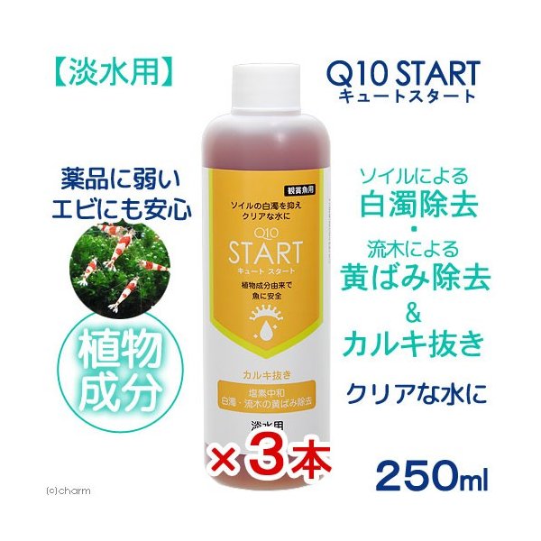 ｑ１０スタート 淡水用 ２５０ｍｌ３本セット 植物由来 白濁除去 魚 エビに優しいカルキ抜き 水槽 立ち上げ 初期 解消 金魚 ソイル 通販 Lineポイント最大0 5 Get Lineショッピング