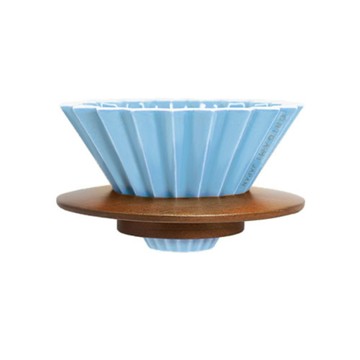 ORIGAMI 陶瓷濾杯組S 含木質杯座（霧色） - 霧粉色