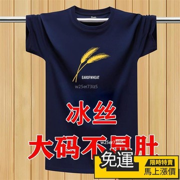 🔥優品🔥男生短袖 短T 寬鬆上衣 簡約夏季大碼短袖T恤男寬鬆運動胖子圓領T恤加肥加大冰絲體桖衫男潮丅 DX