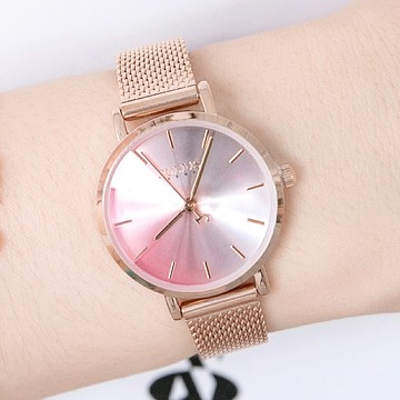 正韓JULIUS微醺的天幕漸層米蘭金屬鍊帶手錶【WJA11638】-粉彩面玫金帶