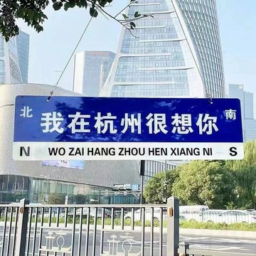 我在很想你路標識牌打卡拍照裝飾貼紙掛牌想你的風還是吹到了路牌# c886t