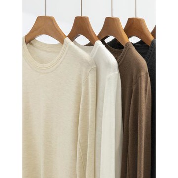 秋冬新款內搭純色圓領套頭長袖羊絨毛衣女百搭休閑羊毛針織打底衫