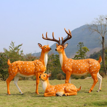 仿真梅花鹿雕塑小鹿擺件樹脂玻璃鋼動物花園庭院子景觀裝飾幼兒園
