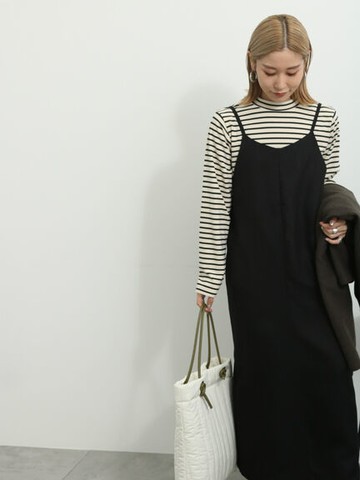 人字紋後擺開衩連身吊帶洋裝(FG37L0H0280) - Samansa Mos2 blue