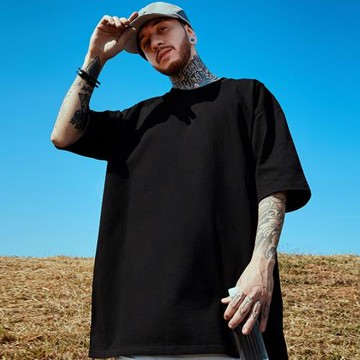 250g重磅純棉質感圓領短袖T恤男寬松百搭純色打底衫男士半袖體恤