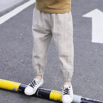 「樂天優選」米蘭 童裝男童褲子夏薄防蚊棉麻運動長褲春秋裝季中大兒童