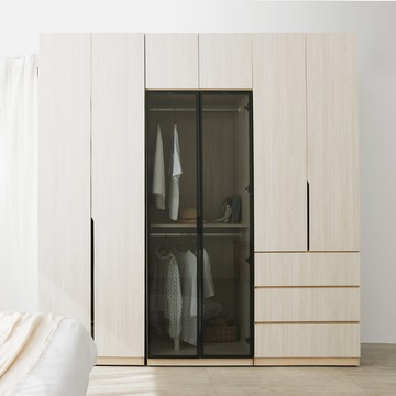 Doris 2尺5雙吊衣櫃鋁框玻璃門 完美主義【Y0190】