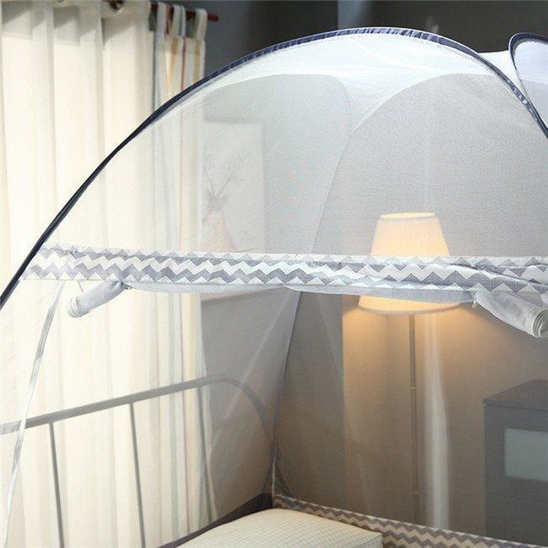 再再販 蚊帳 ワンタッチ 底付き 100cm?180cmベッド用 白 ホワイト ブルー かや 蚊 ムカデ 虫除け 折りたたみ ワンタッチ蚊帳 中 4色  3秒組立