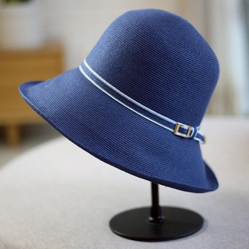 日本簡約卷邊休閑折疊防曬沙灘帽漁夫帽草帽子遮陽帽女出游百搭1入