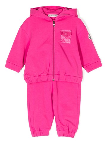 Moncler Enfant - logo-patch cotton tracksuit - kids - Cotton/Elastane - 9-12 - Pink