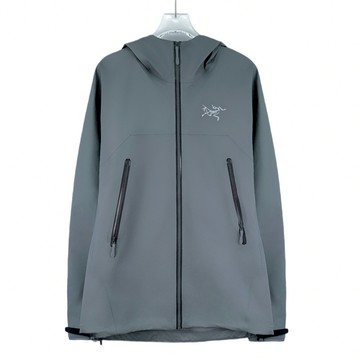 (L) arc teryx始祖鳥gore-tex連帽拉鏈防風灰色外套