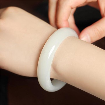 樂天優選~和田玉手鐲天然昆侖羊脂白玉手鐲玉鐲子女款 雙11全館免運