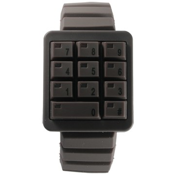 CLICK 創意爆破數字鍵盤個性腕錶-咖啡/40mm