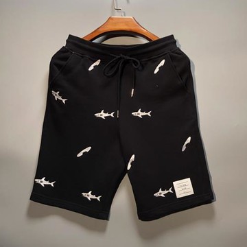 港風潮牌短褲男夏季潮流外穿TB刺繡鯊魚五分褲男居家褲子爆款帥氣