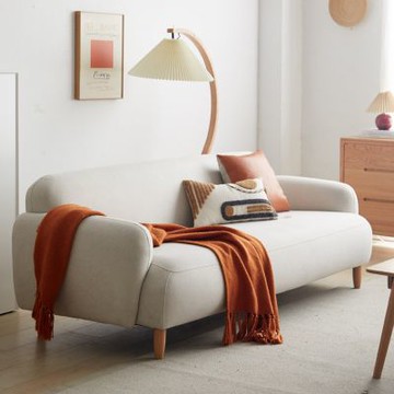 原木日式小雲朵萌萌科技布三人布沙發2.1MF02106米白-(H014413037)