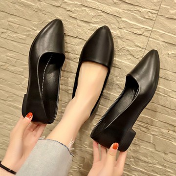 女鞋2021新款春季工作鞋女黑色平底上班皮鞋百搭韓版單鞋子女2020