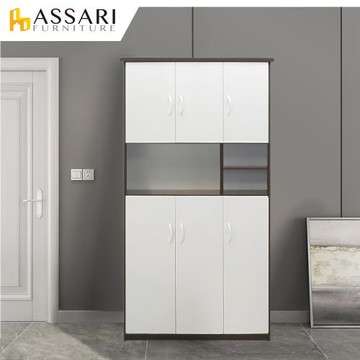 【ASSARI】防潮防蛀塑鋼緩衝開放六門鞋櫃(寬97x深34x高180cm)