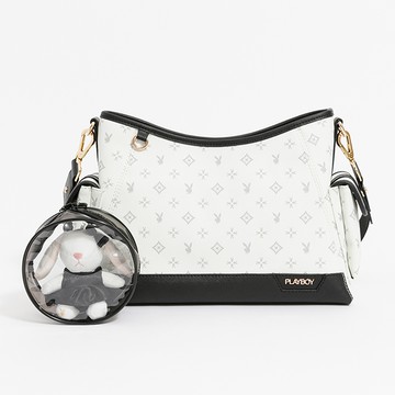 PLAYBOY - 肩背包  黑白TWO系列 - 米白色