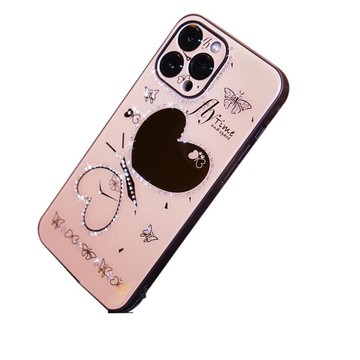 女神化妝鏡 蘋果 i14 手機殼 玻璃殼 閃鑽 iPhone 13 12 11 Pro Xs Max i7 8P 保護殼