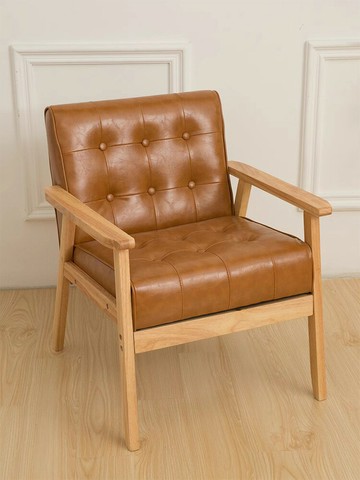 網紅單人椅懶人沙發實木陽臺休閑靠背椅子臥室小沙發辦公室洽談椅 雙11全館免運