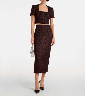 Self-Portrait Tweed maxi skirt