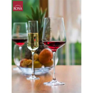進口RONA水晶玻璃紅酒杯家用葡萄酒高腳杯香檳氣泡酒杯套裝波爾多