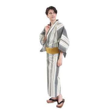 日本 和服 男士 綿 浴衣 腰封 2 件 套組  S M L Z32-07B