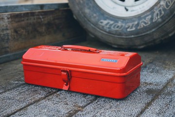 【Trusco】山型單層工具箱-銘紅