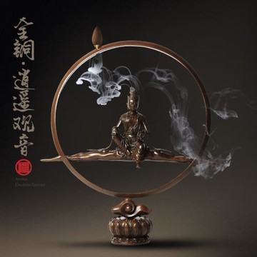 觀音倒流香爐純銅流煙香爐導流到流香沉檀香供佛家用室內大號擺件