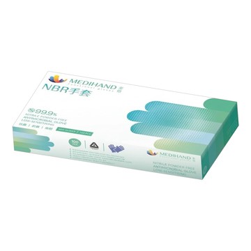 MEDIHAND 美恆 NBR抗菌手套 100入  藍紫色  M  1套