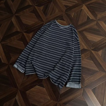 2025年新款秋季條紋長袖T恤衫男 休閒寬鬆百搭上衣男