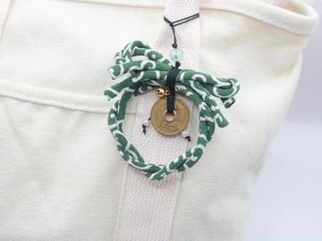 【日本製】五圓錢吊飾 和風縮緬布蝴蝶結 手工幸運配件