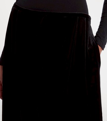 Norma Kamali Pleated high-rise velvet wide-leg pants