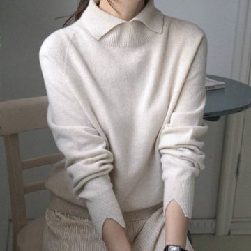 正韓女上衣 西裝領長袖針織衫SOM1078-創翊韓都