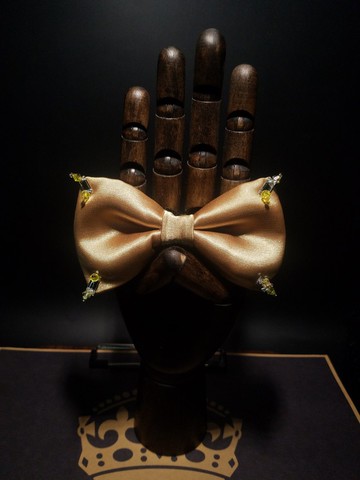 香檳金真絲釘珠領結領花新郎婚禮蝴蝶結